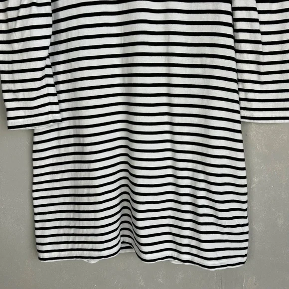 A.L.C size L Kidman mini shirt dress black white stripe 3/4 puff sleeve cotton - Picture 4 of 12